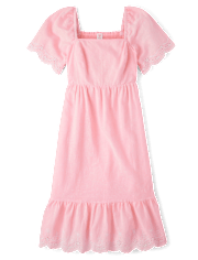 Womens Mommy And Me Eyelet Linen-Blend Tiered Dress