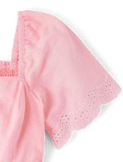 Womens Mommy And Me Eyelet Linen-Blend Tiered Dress