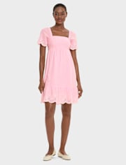 Womens Mommy And Me Eyelet Linen-Blend Tiered Dress