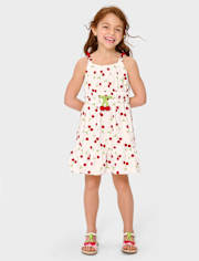 Girls Cherry Ruffle Dress - Sweet Summer