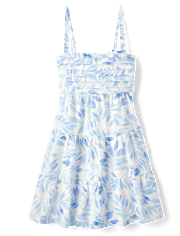 Womens Mommy And Me Palm Linen-Blend Tiered Dress