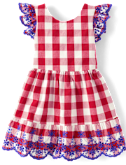 Girls Mommy And Me Gingham Ruffle Dress - American Cutie