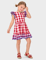 Girls Mommy And Me Gingham Ruffle Dress - American Cutie