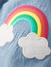 Girls Embroidered Rainbow Flutter Dress - Little Essentials