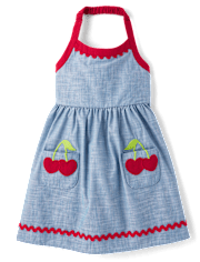 Robe dos nu brodée cerises pour fille - Sweet Summer