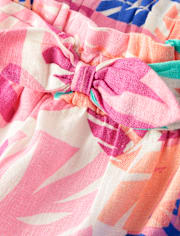 Girls Palm Linen-Blend Ruffle Skort - Seaside Palms
