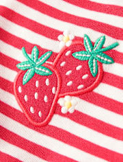 Girls Embroidered Strawberry Flutter Dress - Little Essentials