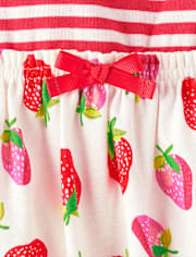 Girls Embroidered Strawberry Flutter Dress - Little Essentials