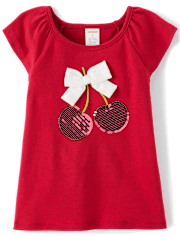 Girls Sequin Cherry Top - Sweet Summer