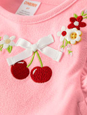 Girls Embroidered Cherry Ruffle Top - Sweet Summer