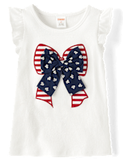 Girls Embroidered Graphic Ruffle Top - American Cutie