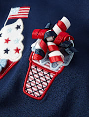 Girls Embroidered Graphic Ruffle Top - American Cutie