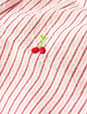 Girls Embroidered Cherry Seersucker Pull On Shorts - Sweet Summer