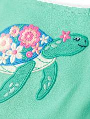 Girls Embroidered Turtle Top - Seaside Palms