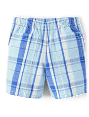 Boys Plaid Pull On Shorts - Sweet Summer