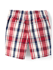 Boys Plaid Pull On Shorts - American Cutie