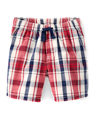 Boys Plaid Pull On Shorts - American Cutie