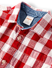 Boys Dad And Me Gingham Button Up Shirt - American Cutie