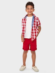 Boys Roll Cuff Pull On Shorts - American Cutie