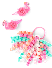 Girls Flamingo 3-Piece Hair Set - Seaside Palms