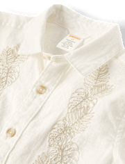 Chemise boutonnée brodée en lin mélangé pour enfant