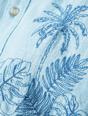 Chemise boutonnée brodée en lin mélangé pour enfant