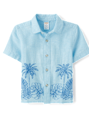 Chemise boutonnée brodée en lin mélangé pour enfant
