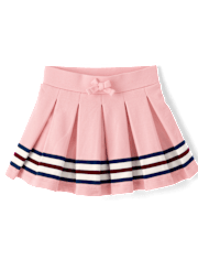 Girls Pleated Striped Hem Skort - Campus Cuties