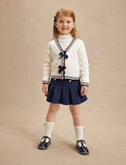 Girls Pleated Button Ponte Skort - Campus Cuties