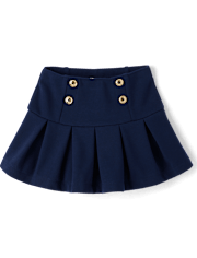 Girls Pleated Button Ponte Skort - Campus Cuties