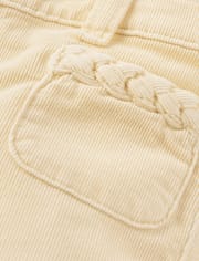 Girls Braided Patch Pocket Corduroy Wide Leg Pants - Highland Hills