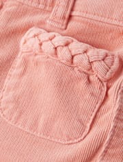 Girls Braided Patch Pocket Corduroy Wide Leg Pants - Highland Hills