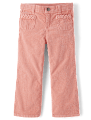 Girls Braided Patch Pocket Corduroy Wide Leg Pants - Highland Hills