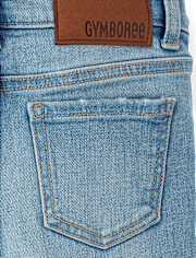 Girls Bow Patch Pocket Wide Leg Jeans - Campus Cuties