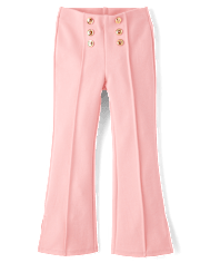 Girls Button Ponte Split Flare Jeggings - Little Essentials