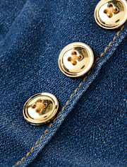 Girls Button High Rise Wide Leg Jeans - Little Essentials