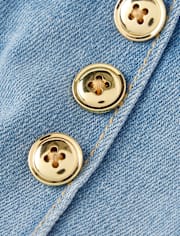 Girls Button High Rise Wide Leg Jeans - Little Essentials