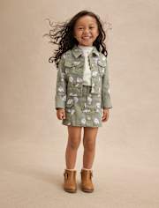 Girls Floral Button Cargo Skirt - Magical Meadows