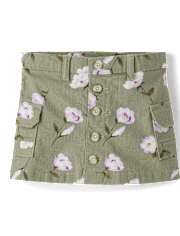 Girls Floral Button Cargo Skirt - Magical Meadows