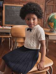Robe plissée en maille torsadée, ajustée et évasée, pour fille - Campus Cuties