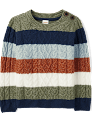Boys Striped Cable Knit Sweater - Fall Celebrations