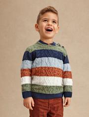 Boys Striped Cable Knit Sweater - Fall Celebrations