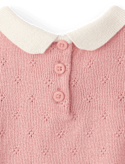 Girls Bow Pointelle Sweater - Campus Cuties