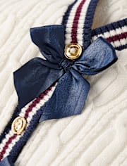 Girls Cable Knit Bow Cardigan - Campus Cuties