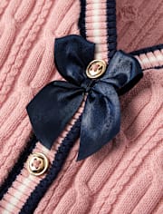 Cardigan en maille torsadée avec nœud pour fille - Campus Cuties