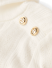 Girls Button Pointelle Turtleneck Top - Little Essentials