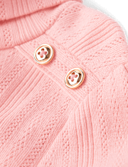 Girls Button Pointelle Turtleneck Top - Little Essentials