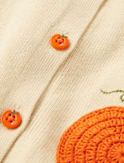 Girls Crochet Pumpkin Cardigan - Fall Celebrations