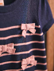 Robe pull rayée à nœud pour fille - Campus Cuties