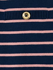 Girls Striped Bow Sweater Dress - Campus Cuties